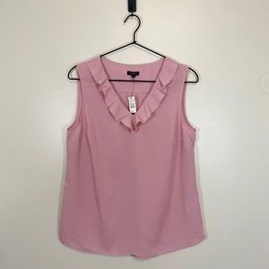 Talbots Ruffled V Neck Sleeveless Blouse Pink NWT